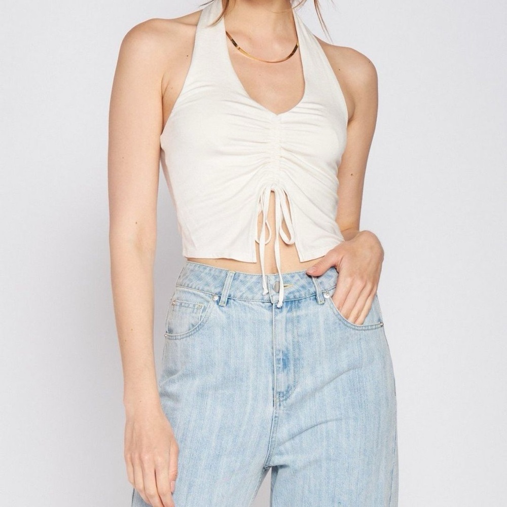 ASOS Design Ruched Halter Top